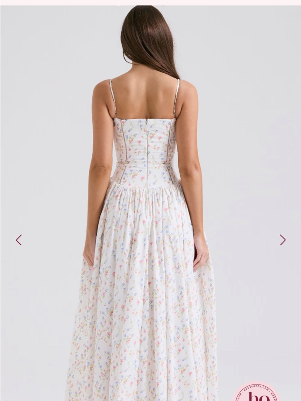House of CB Ysabella White Posy Print Cotton Maxi Sundress - Picture 2 of 5